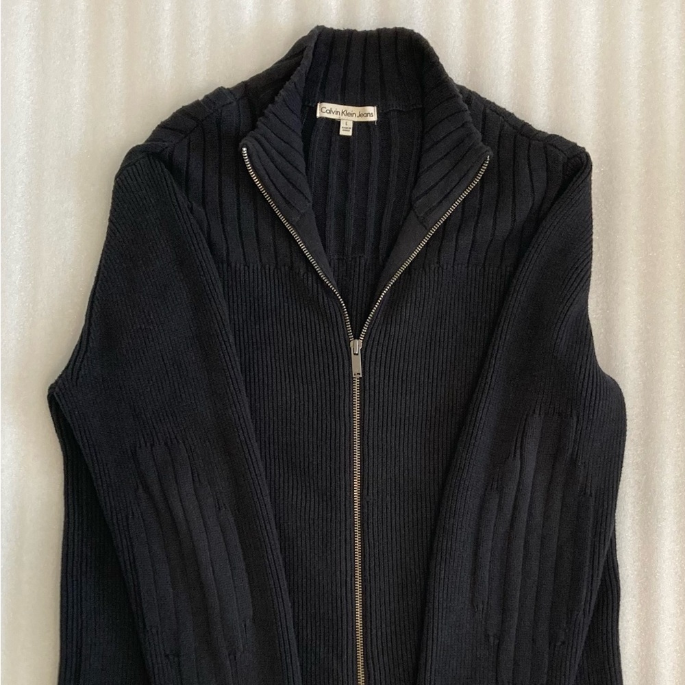 Calvin Klein Classic Black Ribbed Knit Sweater Size Large